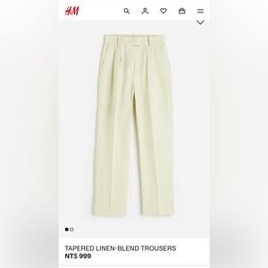 H&M Straight-Leg Linen-Blend Trousers in Light Green